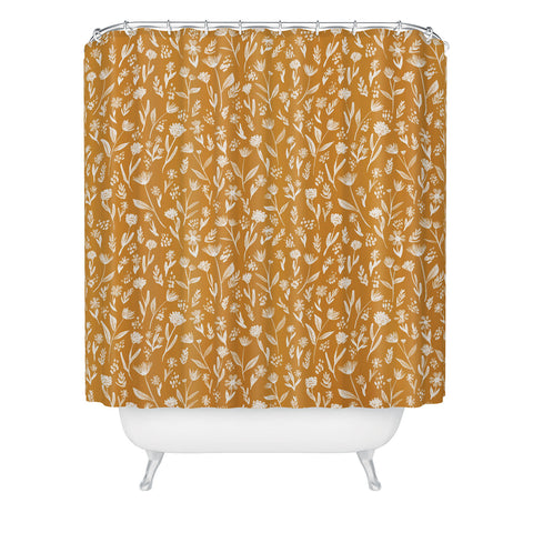 Schatzi Brown Fiona Floral Marigold Shower Curtain