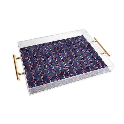 Schatzi Brown Flower Stripe Sparkle Acrylic Tray