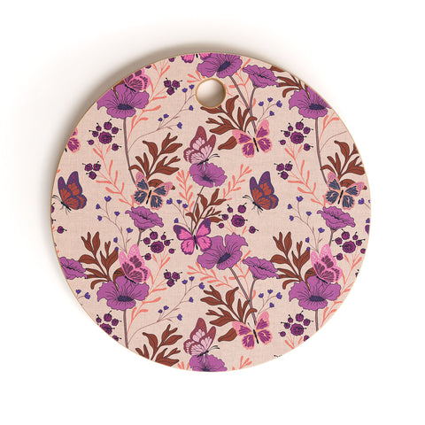 Schatzi Brown Free spirit Butterfly Ivory Cutting Board Round