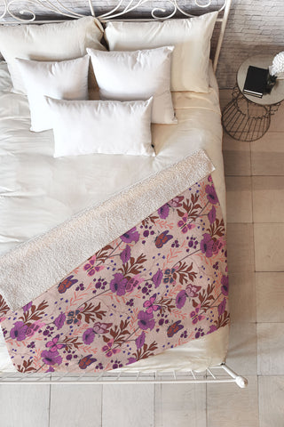 Schatzi Brown Free spirit Butterfly Ivory Fleece Throw Blanket