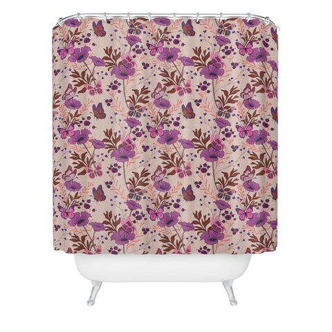 Schatzi Brown Free spirit Butterfly Ivory Shower Curtain