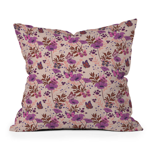 Schatzi Brown Free spirit Butterfly Ivory Throw Pillow