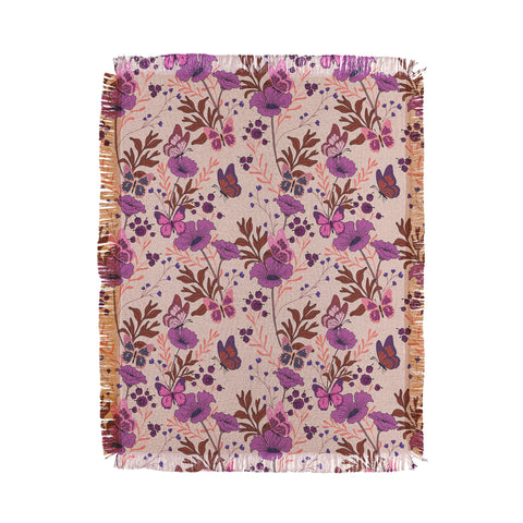 Schatzi Brown Free spirit Butterfly Ivory Throw Blanket