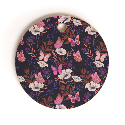 Schatzi Brown Free spirit Butterfly Plum Cutting Board Round