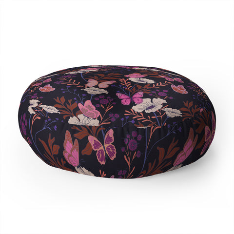 Schatzi Brown Free spirit Butterfly Plum Floor Pillow Round