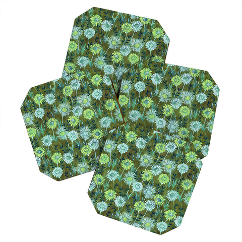 Schatzi Brown Gillian Floral Green Coaster Set