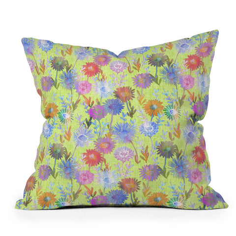 Schatzi Brown Gillian Floral Lime Outdoor Throw Pillow