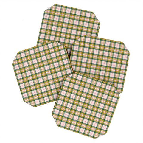 Schatzi Brown Glenn Plaid Green Coaster Set