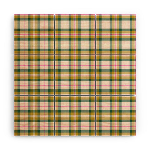 Schatzi Brown Glenn Plaid Green Wood Wall Mural