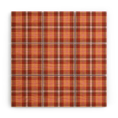 Schatzi Brown Glenn Plaid Peach Wood Wall Mural