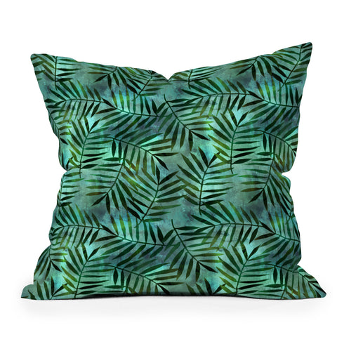 Schatzi Brown Goddess Palm Emerald Outdoor Throw Pillow