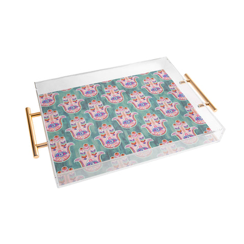 Schatzi Brown Hamsa Mint Acrylic Tray