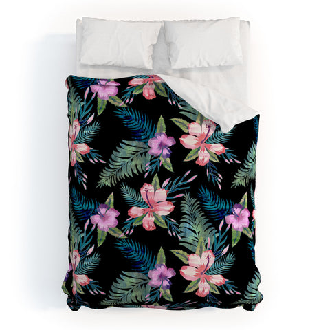 Schatzi Brown Hawaii Flower 2 Black Duvet Cover