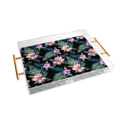 Schatzi Brown Hawaii Flower 2 Black Acrylic Tray