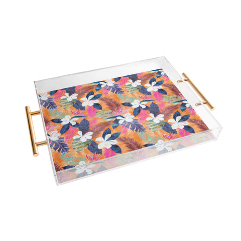 Schatzi Brown Hawaii Flower 4 Orange Acrylic Tray
