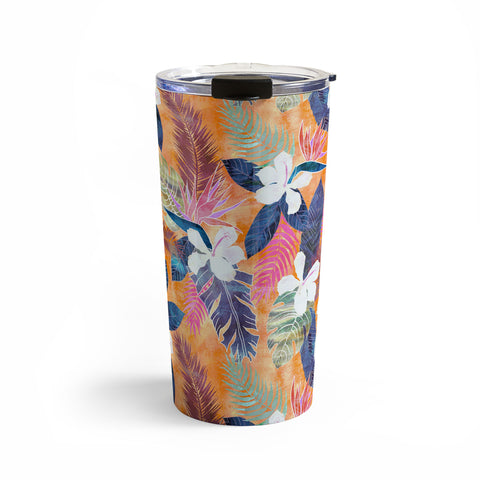 Schatzi Brown Hawaii Flower 4 Orange Travel Mug