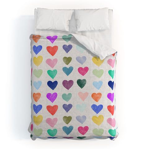 Schatzi Brown Heart Stamps Multi Duvet Cover