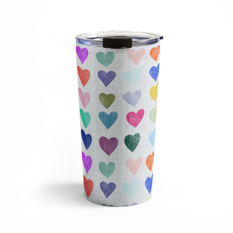 Schatzi Brown Heart Stamps Multi Travel Mug