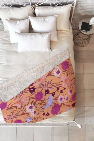 Schatzi Brown Heidi Garden Peach Fleece Throw Blanket