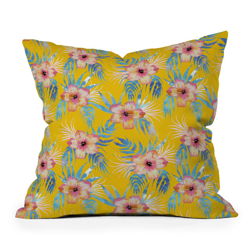 Schatzi Brown Honolua Tropic Yellow Outdoor Throw Pillow