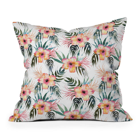 Schatzi Brown Honolua Tropical White Outdoor Throw Pillow