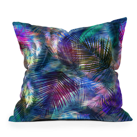 Schatzi Brown Hookena Palm Blue Outdoor Throw Pillow