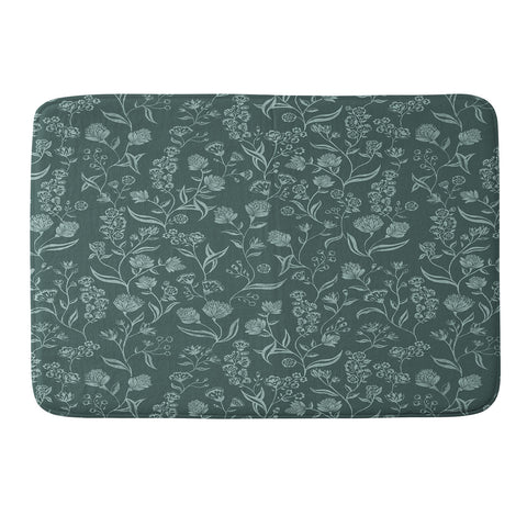 Schatzi Brown Ingrid Floral Green Memory Foam Bath Mat