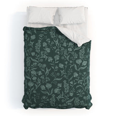 Schatzi Brown Ingrid Floral Green Comforter