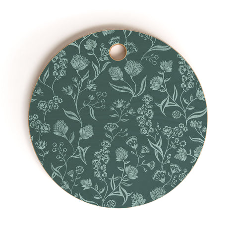 Schatzi Brown Ingrid Floral Green Cutting Board Round