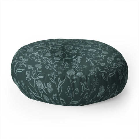 Schatzi Brown Ingrid Floral Green Floor Pillow Round
