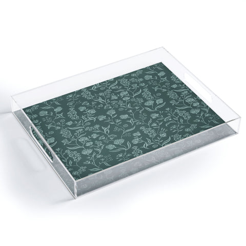 Schatzi Brown Ingrid Floral Green Acrylic Tray