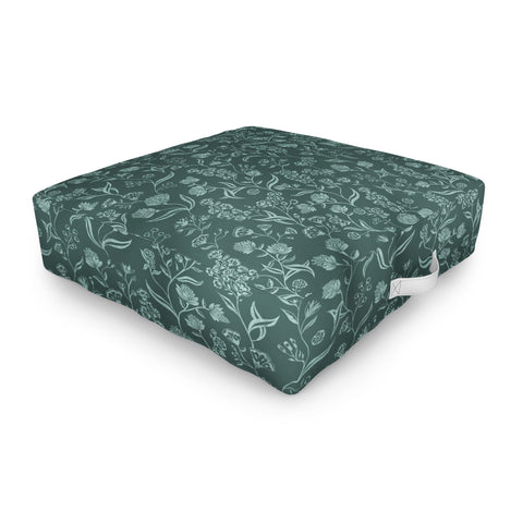 Schatzi Brown Ingrid Floral Green Outdoor Floor Cushion