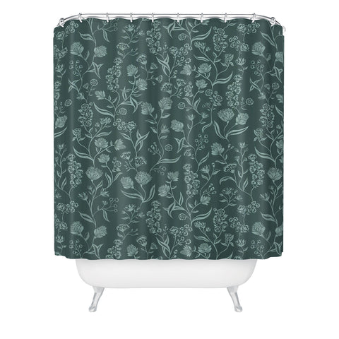 Schatzi Brown Ingrid Floral Green Shower Curtain