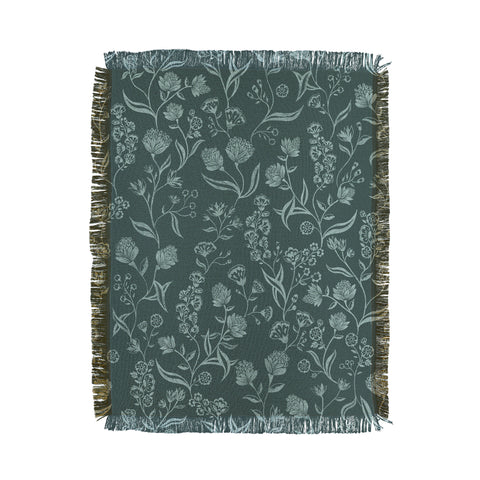 Schatzi Brown Ingrid Floral Green Throw Blanket