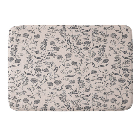 Schatzi Brown Ingrid Floral Ivory Bone Memory Foam Bath Mat
