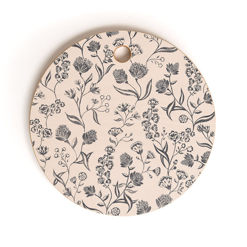 Schatzi Brown Ingrid Floral Ivory Bone Cutting Board Round