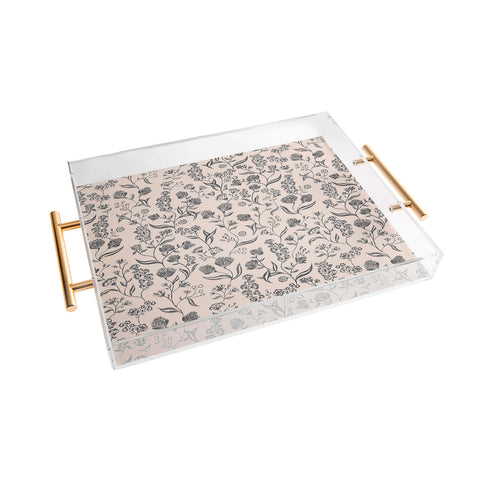 Schatzi Brown Ingrid Floral Ivory Bone Acrylic Tray