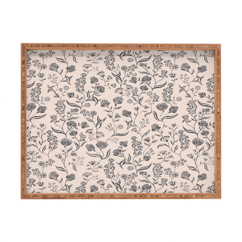 Schatzi Brown Ingrid Floral Ivory Bone Rectangular Tray