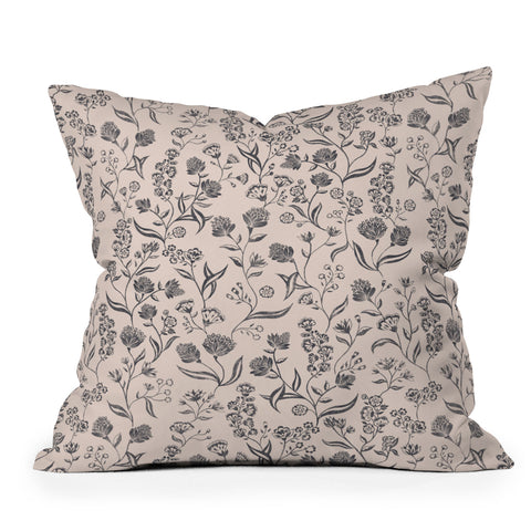 Schatzi Brown Ingrid Floral Ivory Bone Outdoor Throw Pillow