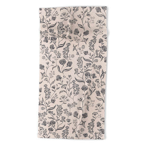 Schatzi Brown Ingrid Floral Ivory Bone Beach Towel