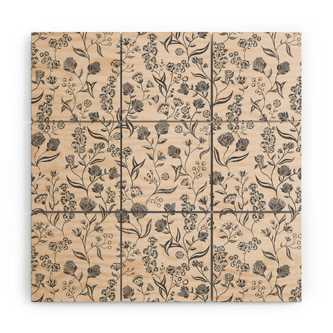 Schatzi Brown Ingrid Floral Ivory Bone Wood Wall Mural