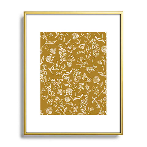 Schatzi Brown Ingrid Floral Marigold Metal Framed Art Print