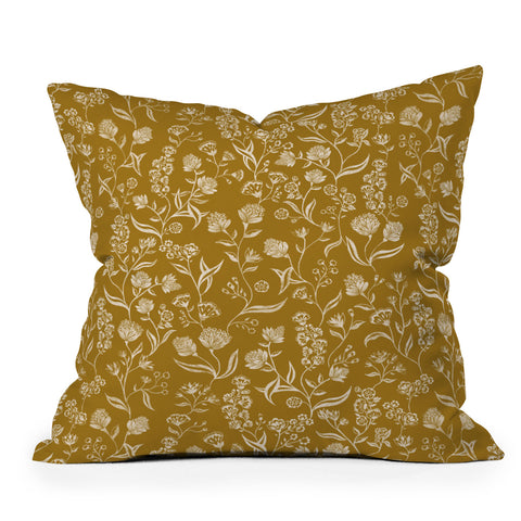 Schatzi Brown Ingrid Floral Marigold Outdoor Throw Pillow