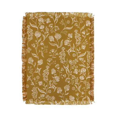 Schatzi Brown Ingrid Floral Marigold Throw Blanket