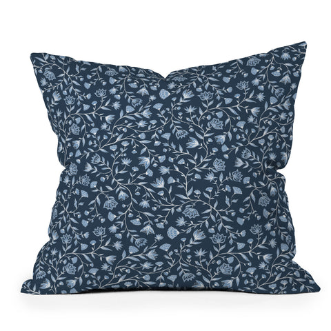 Schatzi Brown Innessa Floral Indigo Outdoor Throw Pillow