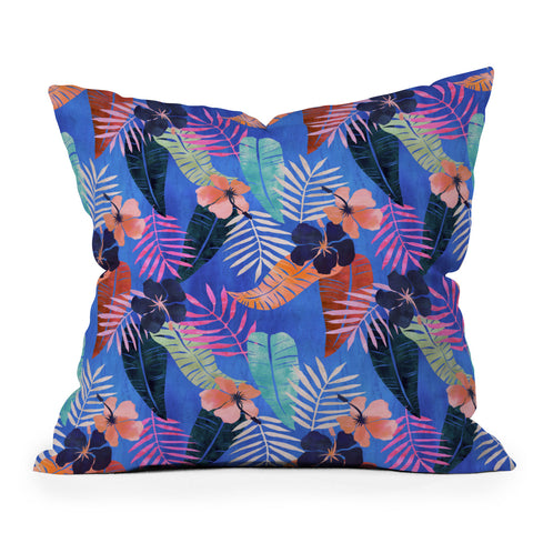 Schatzi Brown Island Goddess Blue Outdoor Throw Pillow