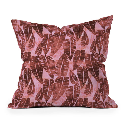 Schatzi Brown Island Goddess Leaf Rose Outdoor Throw Pillow