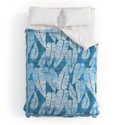 Schatzi Brown Island Goddess Leaf Turquoise Duvet Cover