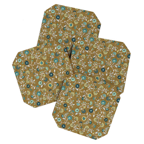 Schatzi Brown Jaipur Olive green Coaster Set