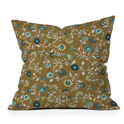 Schatzi Brown Jaipur Olive green Throw Pillow